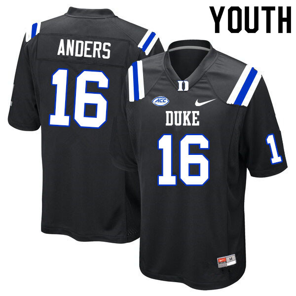 Youth #16 Cade Anders Duke Blue Devils College Football Jerseys Sale-Black - Click Image to Close